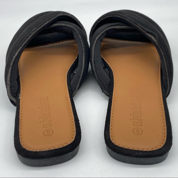 OLIVIA MILLER 
Jericho Slip on square toe faux leather Sandals in Black - Picture 3 of 9